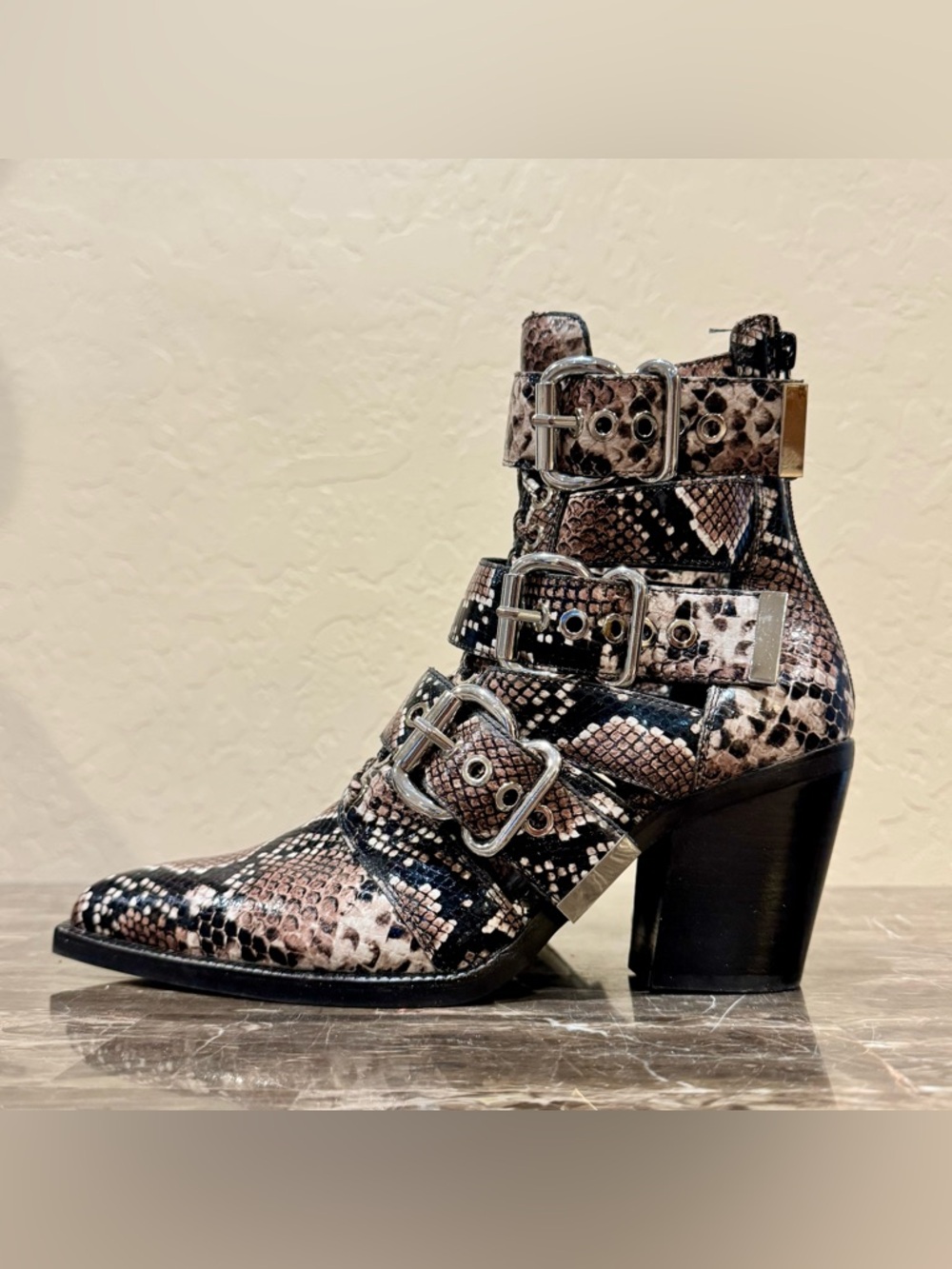 Jeffrey Campbell Snake Print Caceres Ankle Boots